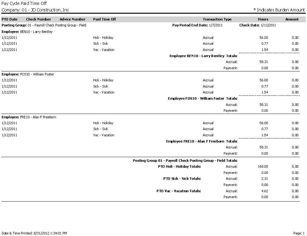 Sample Pay Cycle Paid Time Off Report | Trimble Help (beta)