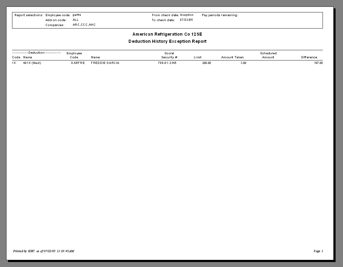 Deduction History Report - By Exception - Sample Report | Trimble Help ...