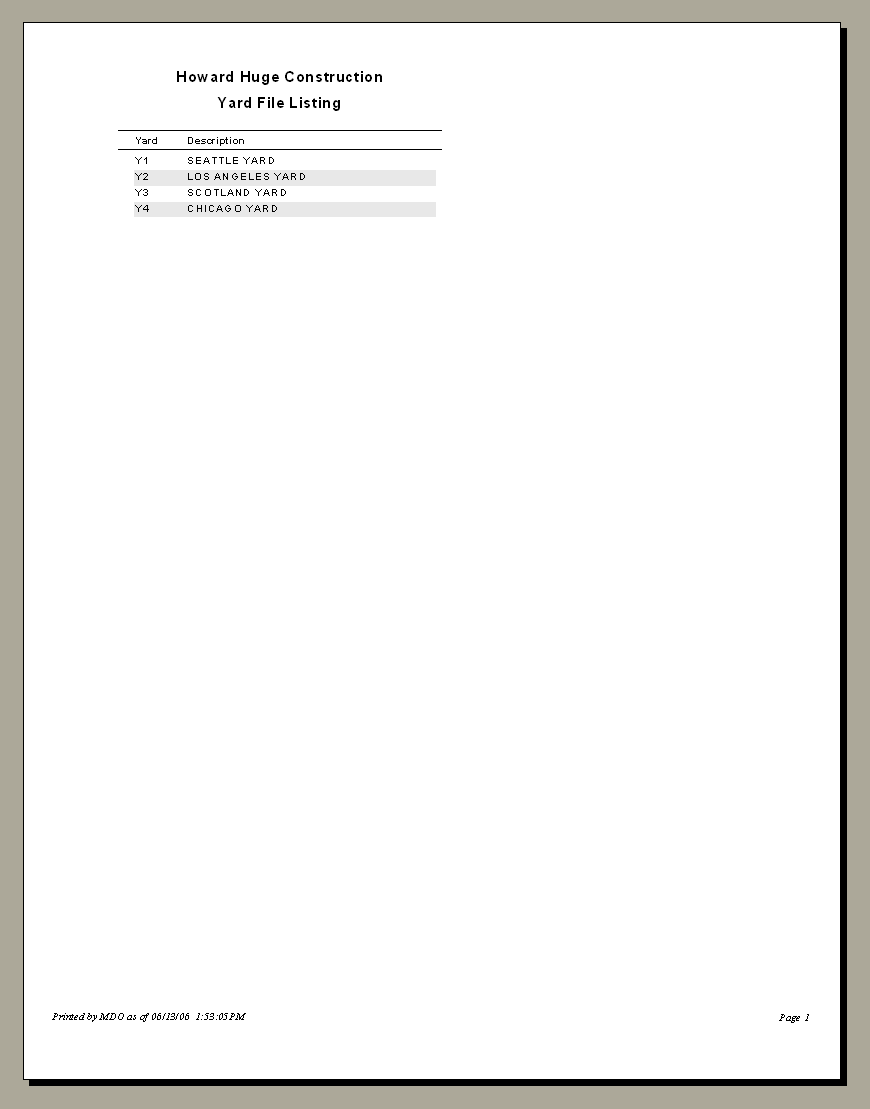 Yard File Listing - Sample Report | Trimble Help (beta)
