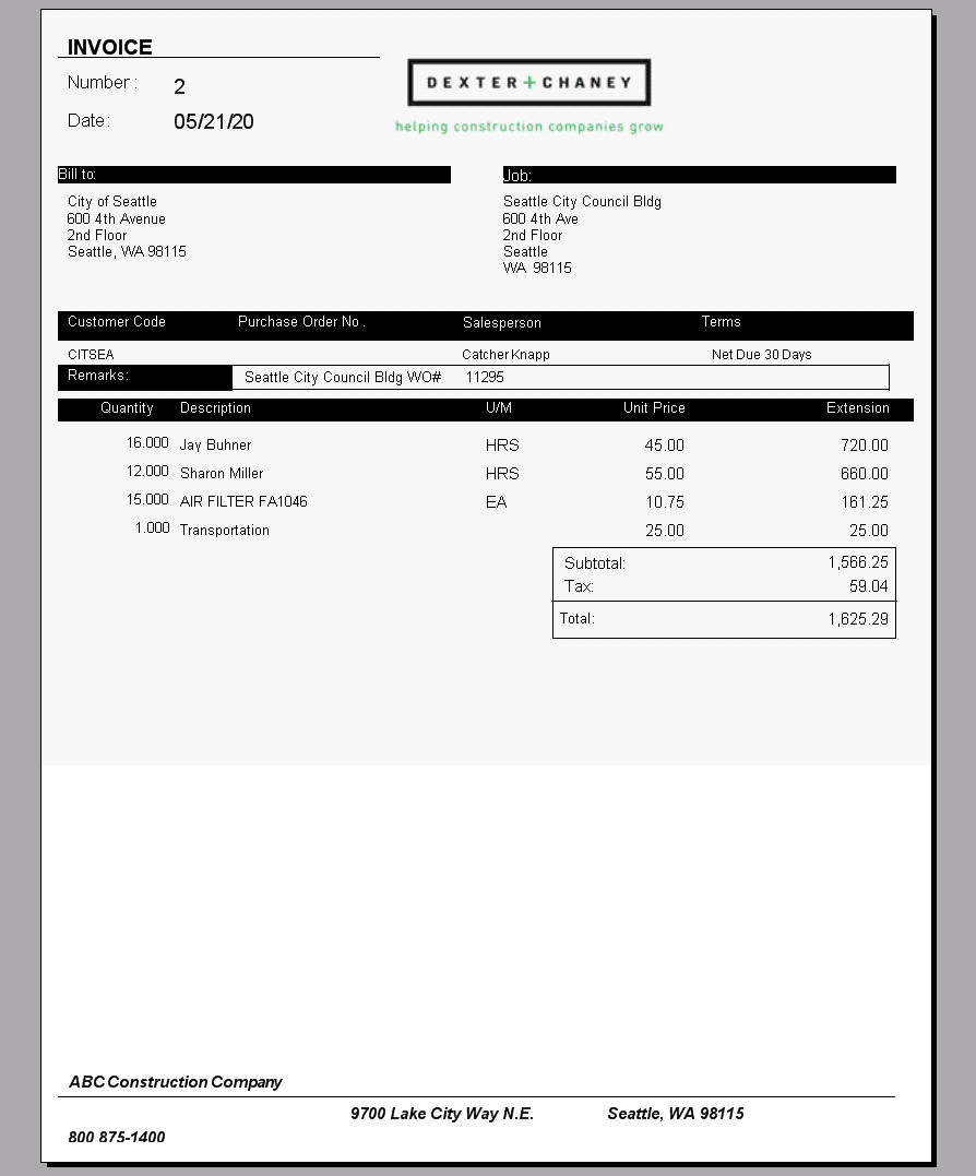 A/R Invoice Print - Standard Format | Trimble Help (beta)