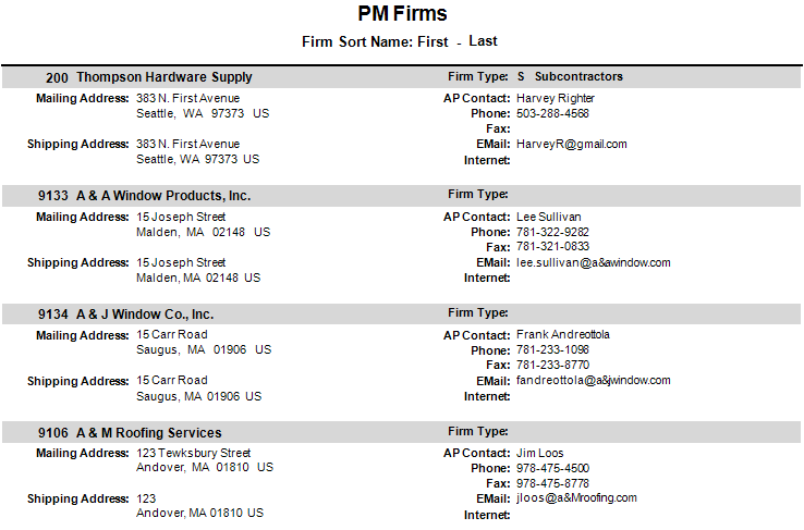 PM Firms | Trimble Help (beta)