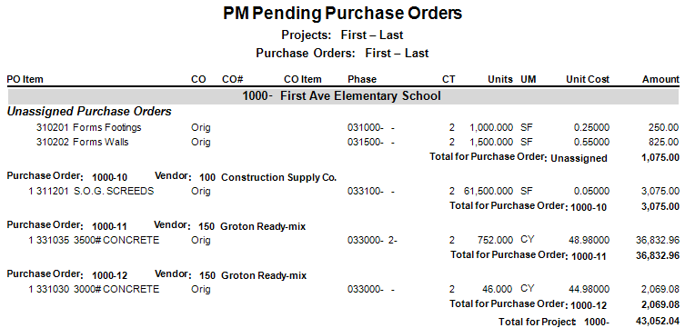 PM Pending Purchase Orders | Trimble Help (beta)